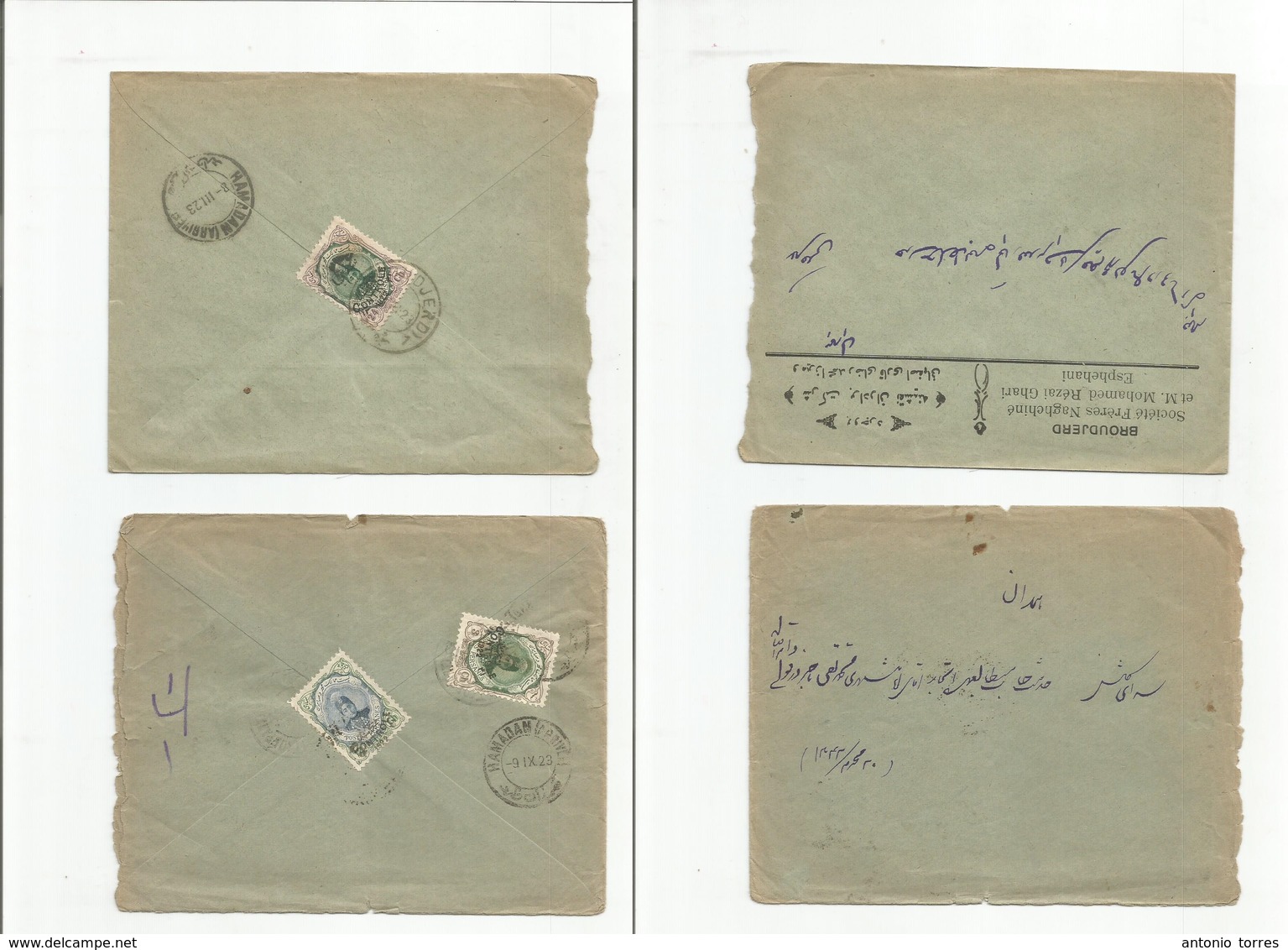 Persia. 1923 (March - Sept) Controle Ovptd Issue. Pair Of Diff Values Fkd Envelopes + Cancels. Interesting Items. VF. - Iran