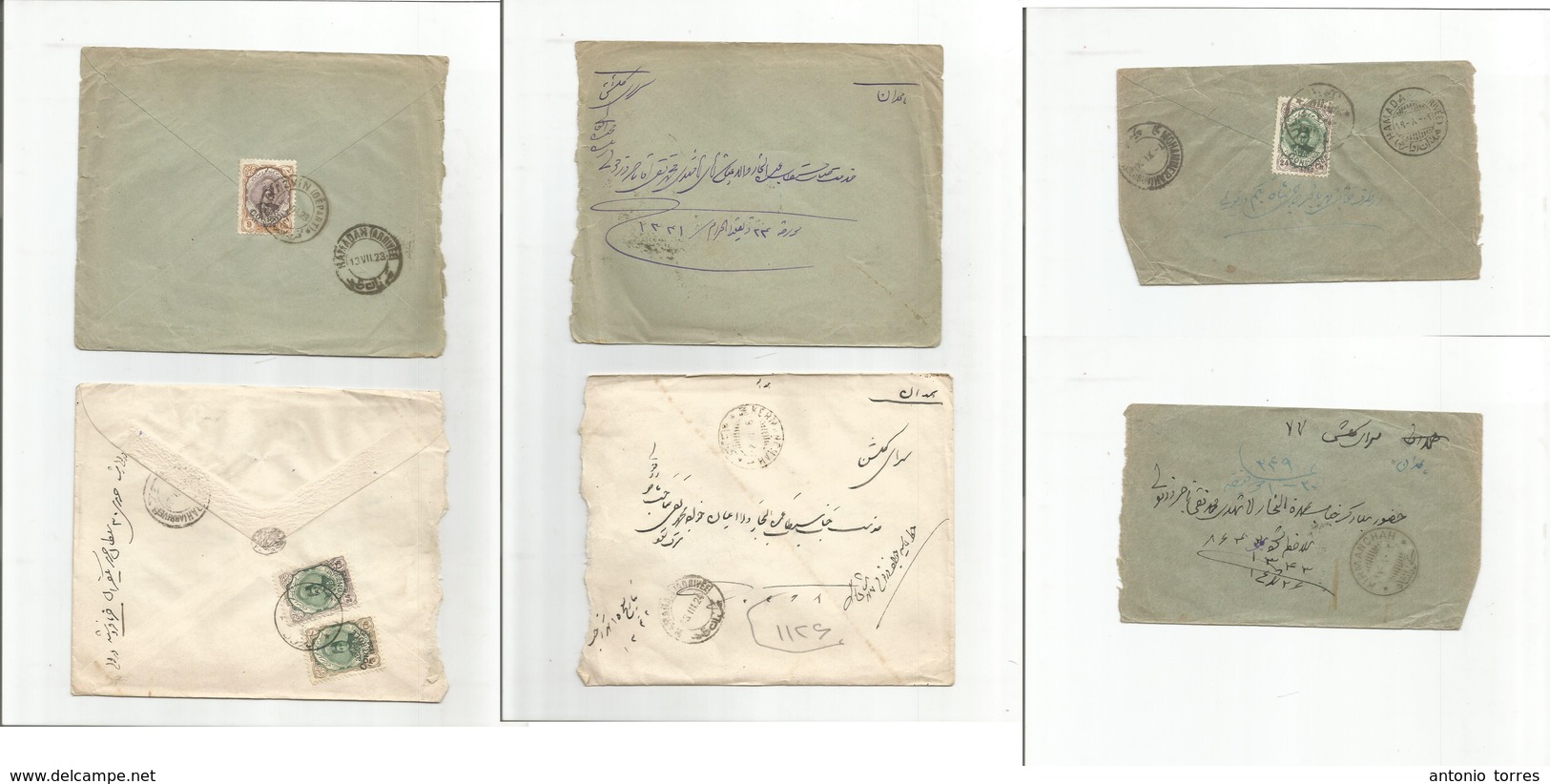 Persia. 1923. Controle Ovpt Issue.  Local Fkd Envs. Diff Cancel Usages. Fine Trio Opportunity. - Iran