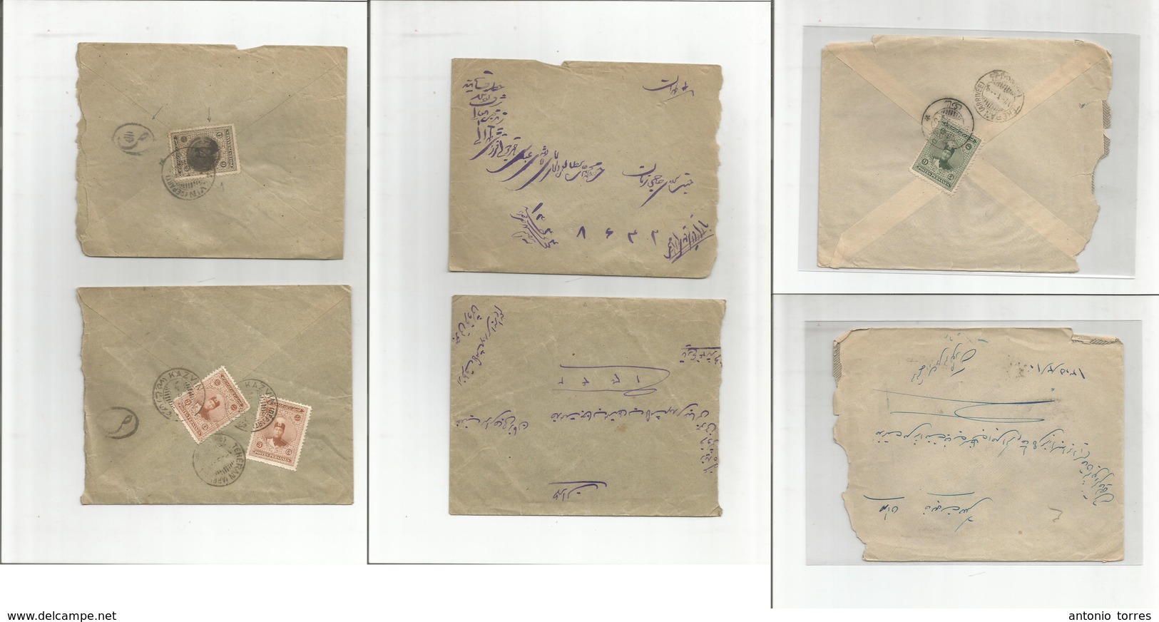 Persia. 1924. New Design Issue. 3 Local Franked Covers, Diff Values On With Control Canchets. Fine Trio + Cancels. - Irán