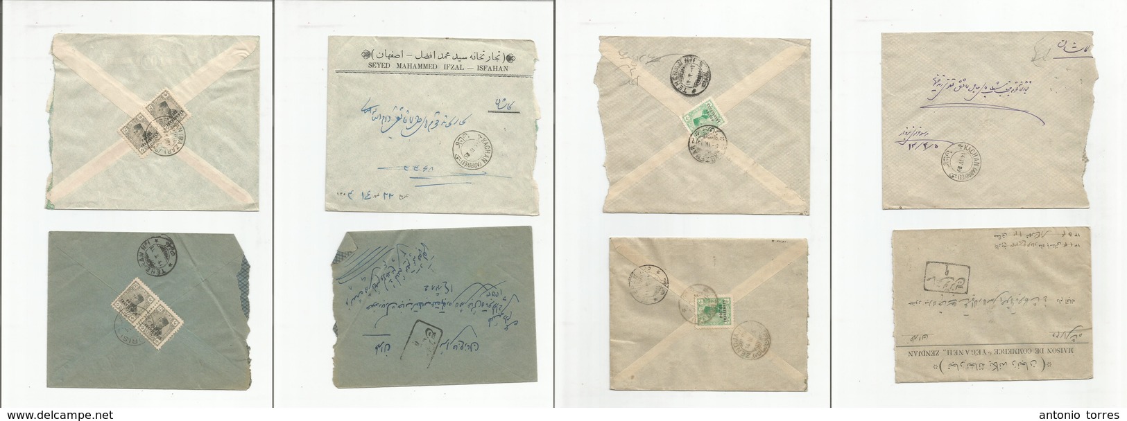 Persia. C. 1925-6. Postes Iraniennes. 4 Local Ovptd Issue Multifkd Envs. Diff Town Usages. - Iran