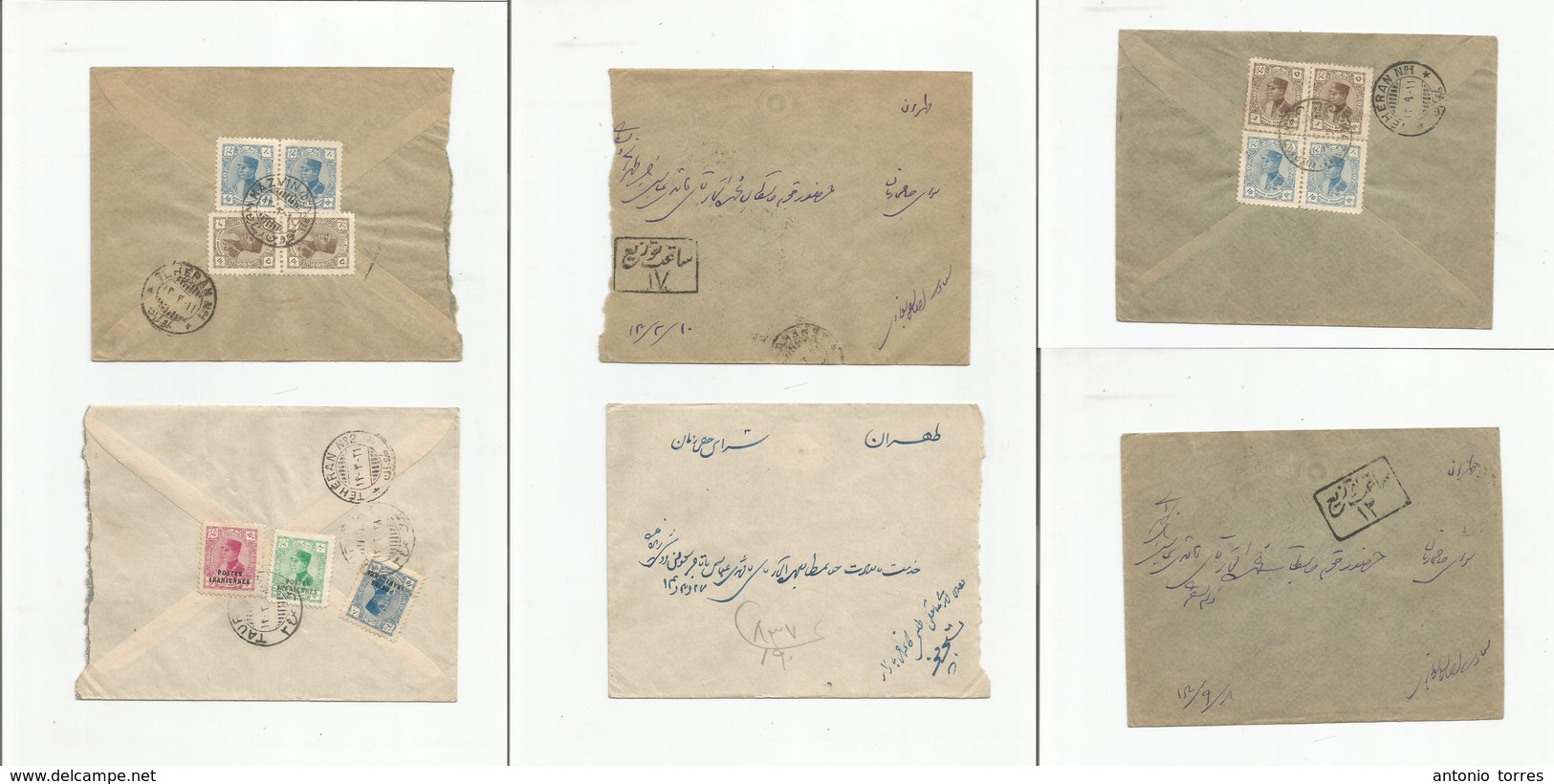 Persia. C. 1925-6. Postes Iraniennes + 3 Local Multifkd Envelopes. Tricolor Usages + Diff Postal Marks. Opportunity Trio - Irán