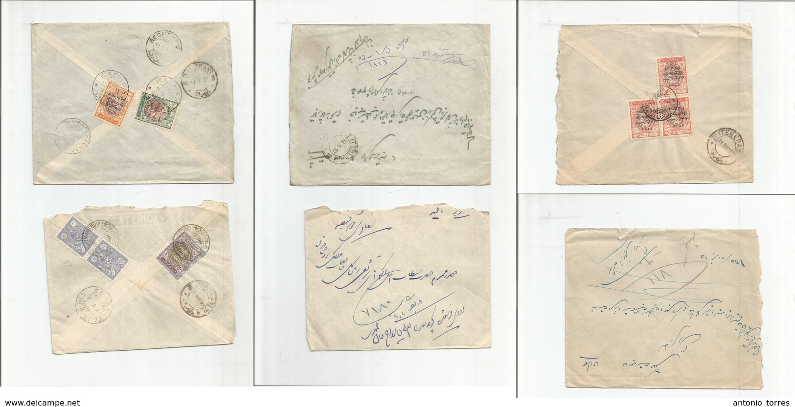Persia. 1926. Pablevi Ovptd Issue. Trio Of 3 Diff Nice Multifkd Envelopes. Local Usages + Cancels. Opportunity Group. - Iran