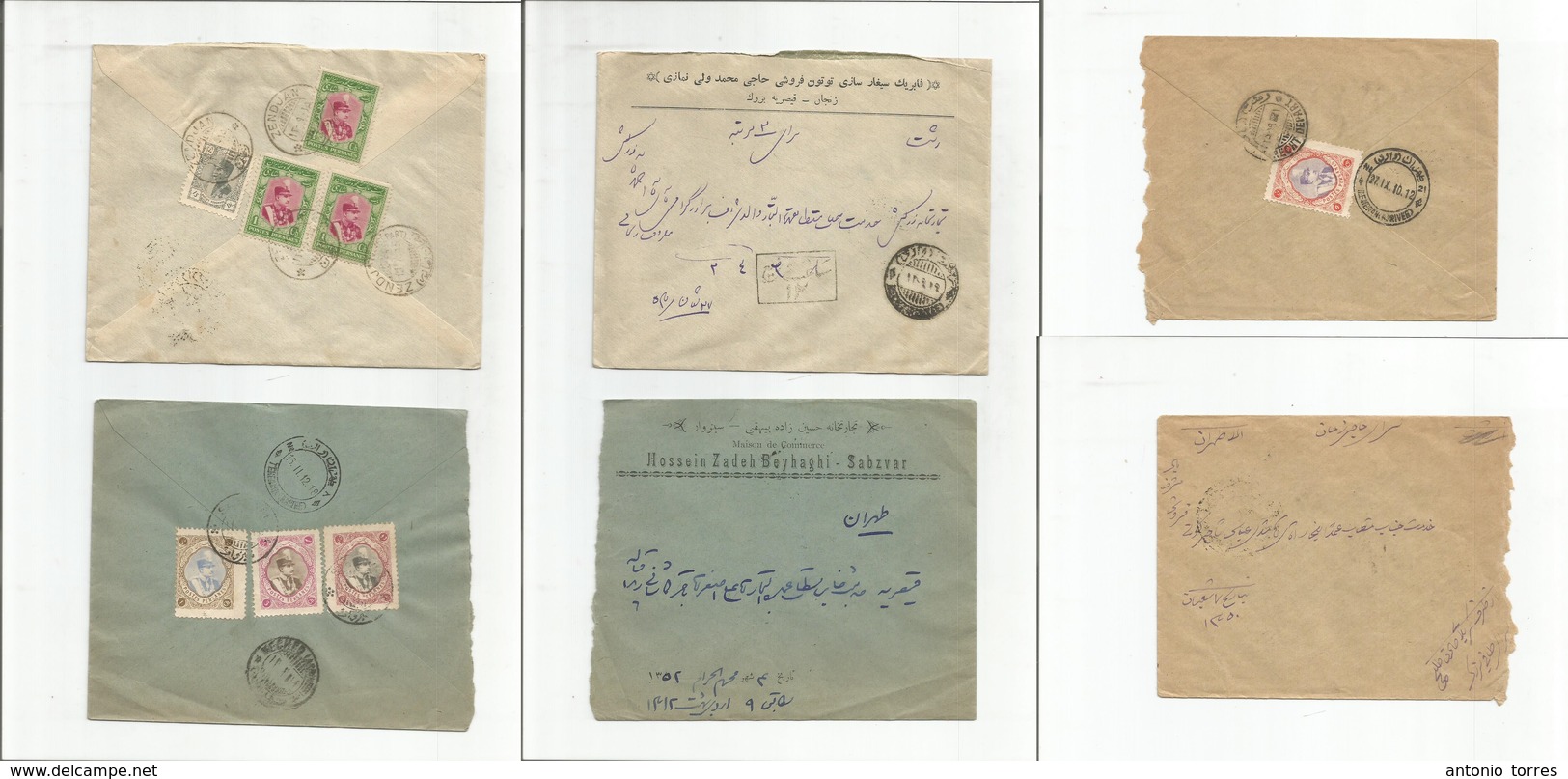 Persia. C. 1927. New Design / Mixed Issues. Trio Of Three Diff Fkd Local Envelopes, Diff Rates + Town Usages. Incl Zendj - Irán