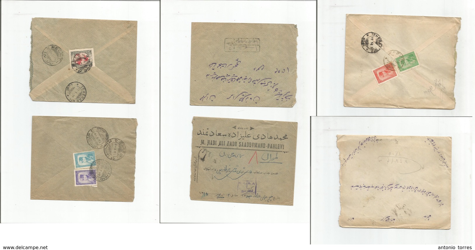 Persia. C. 1930s. 3 Diff Local Fkd Usages, Same Issue, Diff Cancels. Some Better Value On Cover. - Irán