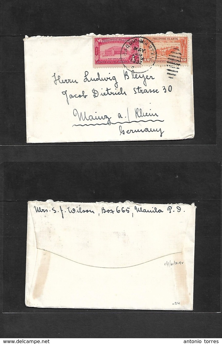 Philippines. 1932 (May 22) Baquio, Mountain - Germany, Mainz. Fkd Env. - Philippines