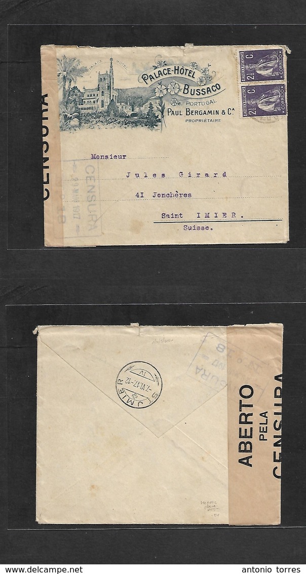 Portugal - Xx. 1917 (29 May) Bussaco Illustrated Fkd Envelope. Porto - Switzerland, St. Imiera (7 June) WWI Ceres Issue  - Andere & Zonder Classificatie