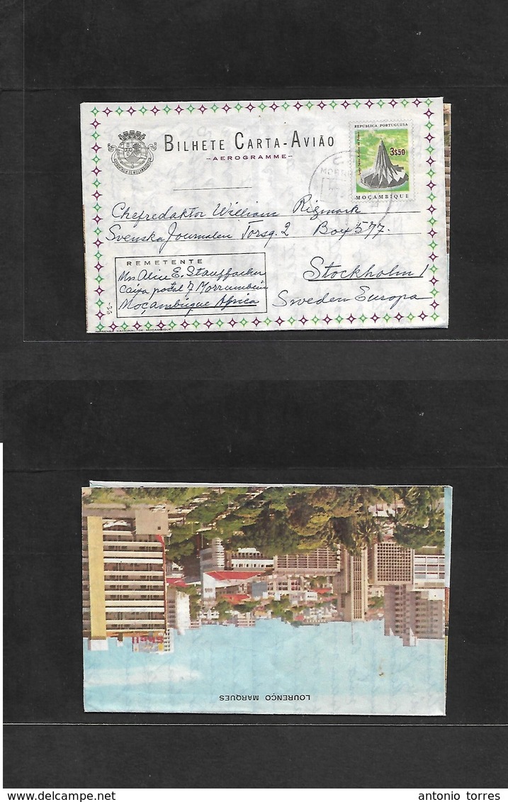 Portugal-Mozambique. 1970 (26 Feb) Cambini, Morrumbeim - Sweden, Stockholm. $3,50 Stat Air Lettersheet, With Long Text.  - Other & Unclassified