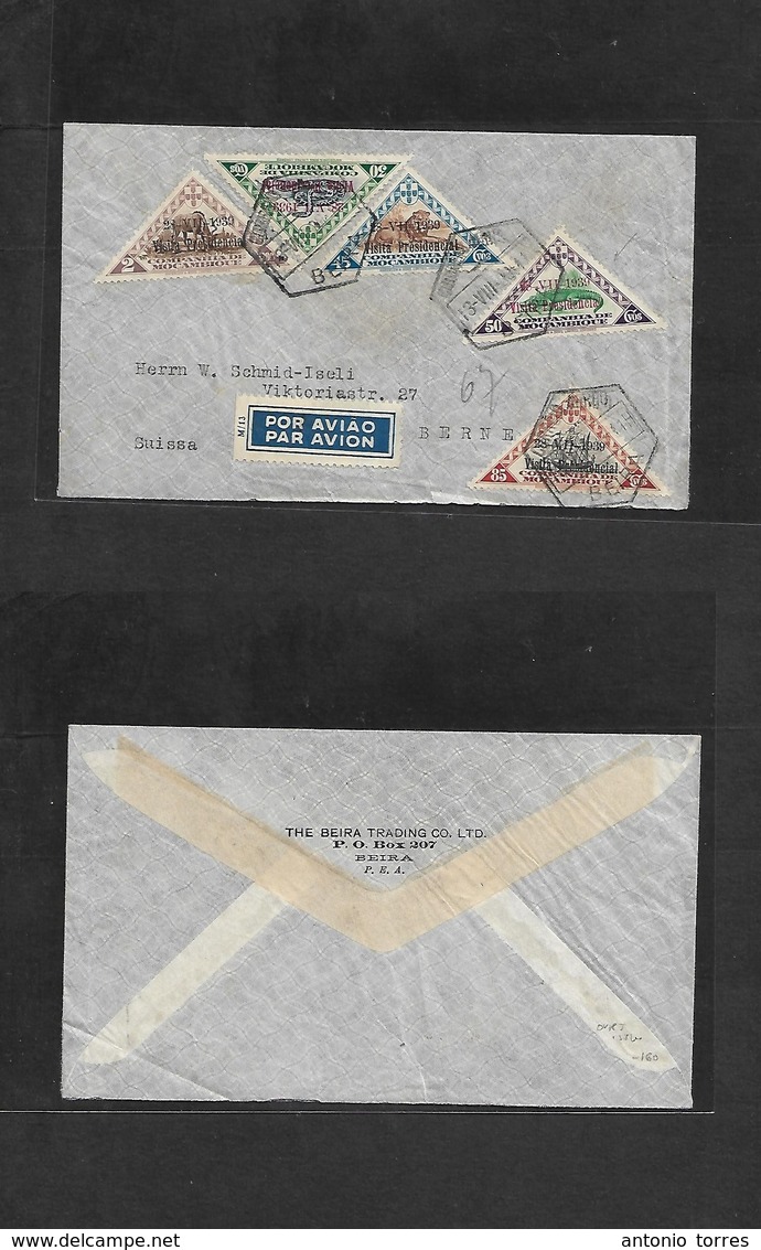 Portugal-Mozambique Company. 1939 (13 Aug) Visita Presidencial Issue. Beira - Switzerland, Bern. Air Multifkd Ovptd Issu - Autres & Non Classés