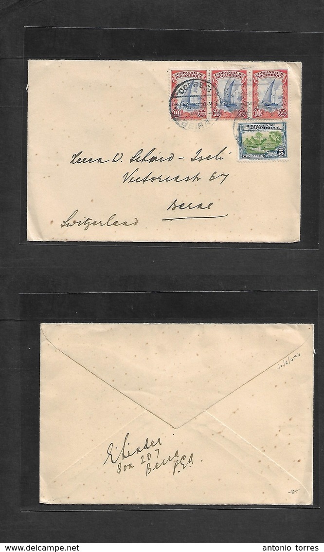 Portugal-Mozambique Company. 1939 (27 Nov) Beira - Switzerland, Bern. Multifkd Env. Better Usage. VF. - Other & Unclassified