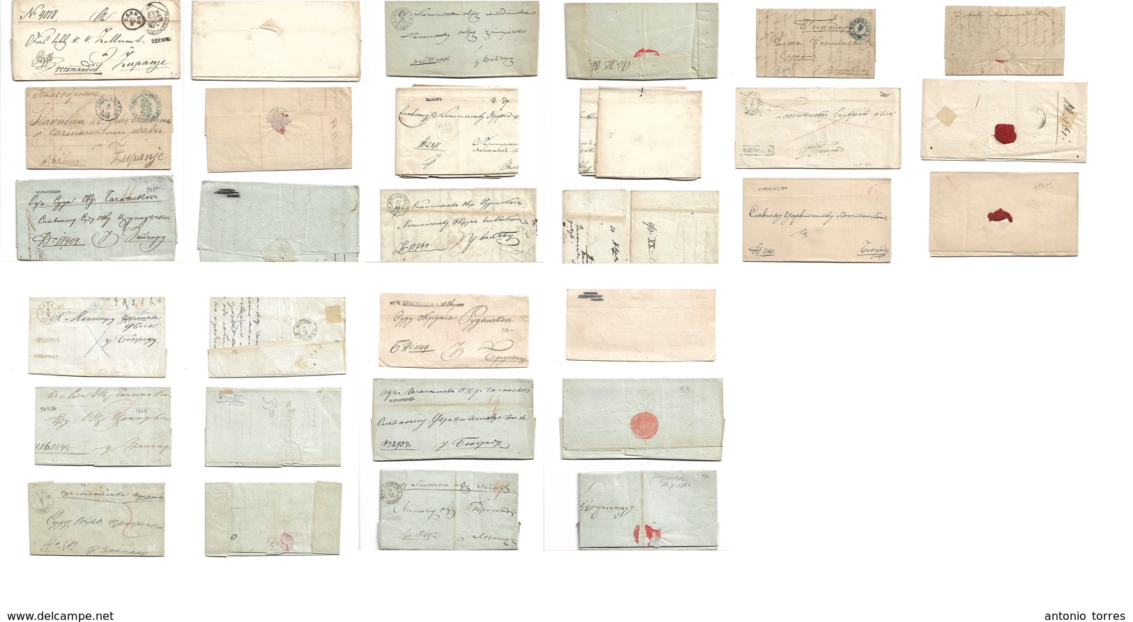 Serbia. 1860s. Selection Of 15 Diff Stampless, Els, Registered, Incl Austrian PO (Esseg, Zagreb) Mostly VF Condition And - Serbia