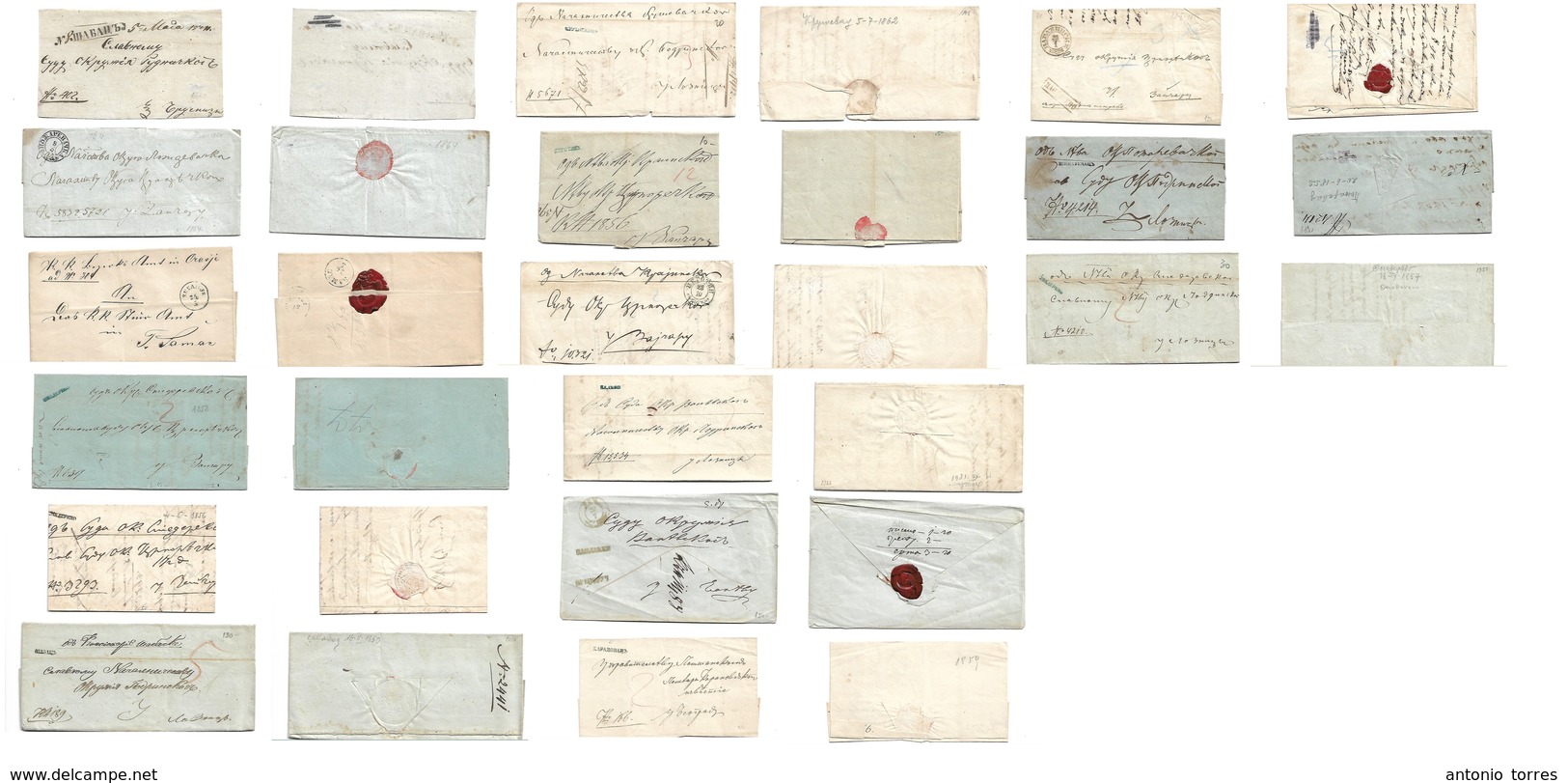 Serbia. 1860s. Selection Of Mostly 15 Different, Stampless ELS Town Cachets, Registered Mail, Incl Austian Period. From  - Serbia