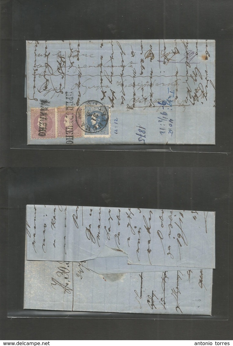 Serbia. 1875 (31 Oct) Arahacera Local Registered Multifkd EL Bearing 20p Blue + 40p Lilac Pair, Tied Blue Cds + Register - Serbie