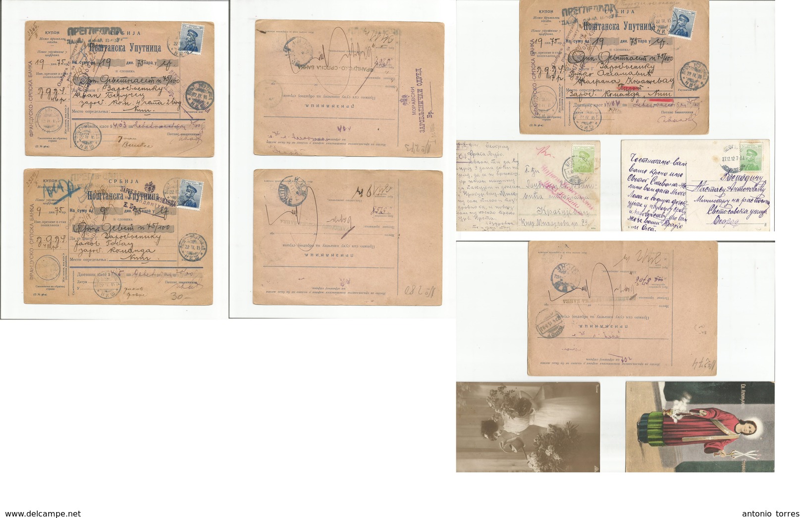 Serbia. 1912-5. 5 Diff Fkd Postal Items, Incl Toro Ppcs + 3 Censored Fkd Postal Packages Receipts Opportunity. - Serbien