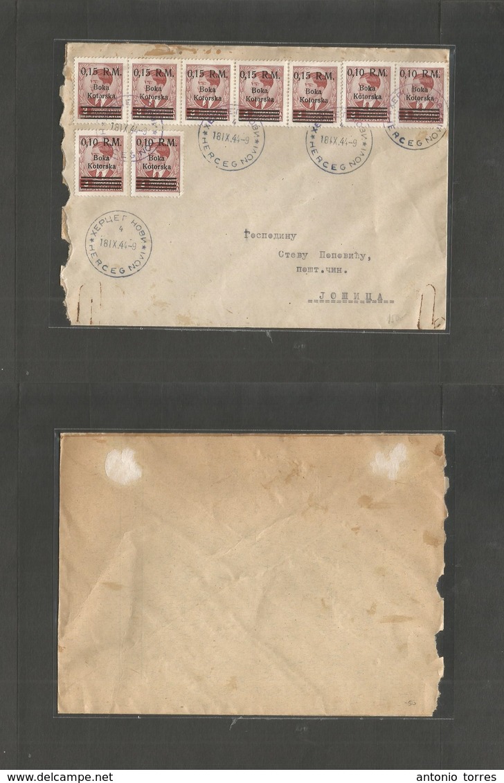 Serbia. 1944 (18 Sept) Herceg Novi - Jovena- Boka Kotorska Ovptd Issue. Multifkd Env At 0,15 Rm (x9), Tied Cds. Fine Pro - Serbia