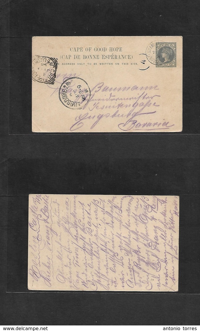 South Africa. 1896 (15 July) CGH. Roaslin Castle - Germany, Bayern, Ausburg (2 Aug) 3 1/2d Grey Stat Card, Saan P.O / CG - Autres & Non Classés