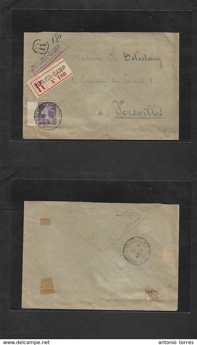 Marruecos - French. 1925 (27 Sept) Military Mail. TP 211º. Ondjda Camp - France, Versailles (29 Sept) Registered Single  - Maroc (1956-...)