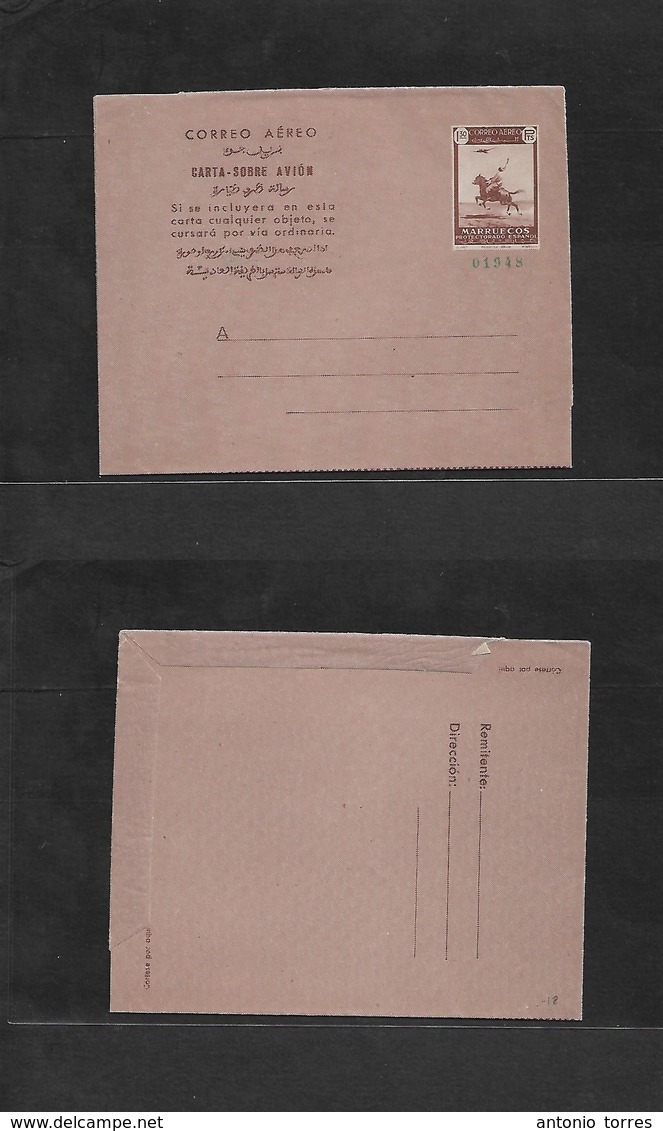 Marruecos. C. 1940s. Carta Sobre Avion. Entero Postal Valor 1,30 Pesetas. Num 01948. Sin Circular. - Maroc (1956-...)