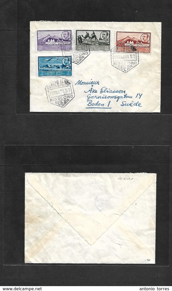 E-Sahara. 1953 (15 March) Rio De Oro. La Güera - Suecia, Boden. Sobre Serie Franco Franqueo Aereo Multiple. Preciosa. - Andere & Zonder Classificatie