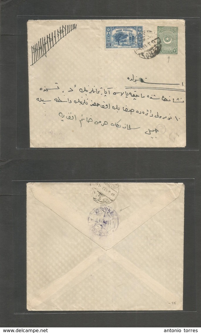 Turkey. C. 1920-1. Frkd Local Multifkd Envelope Mixed Issues Incl Imperf Stamp. Fine. - Other & Unclassified