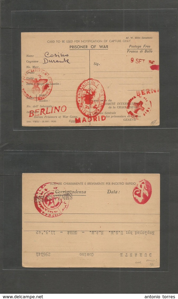 Vatican. C. 1941. WWII A Dangerous Forgery Of Diplomatic German Spanish Consular Red Cross Mail Card. POW / FRESS. Inter - Other & Unclassified