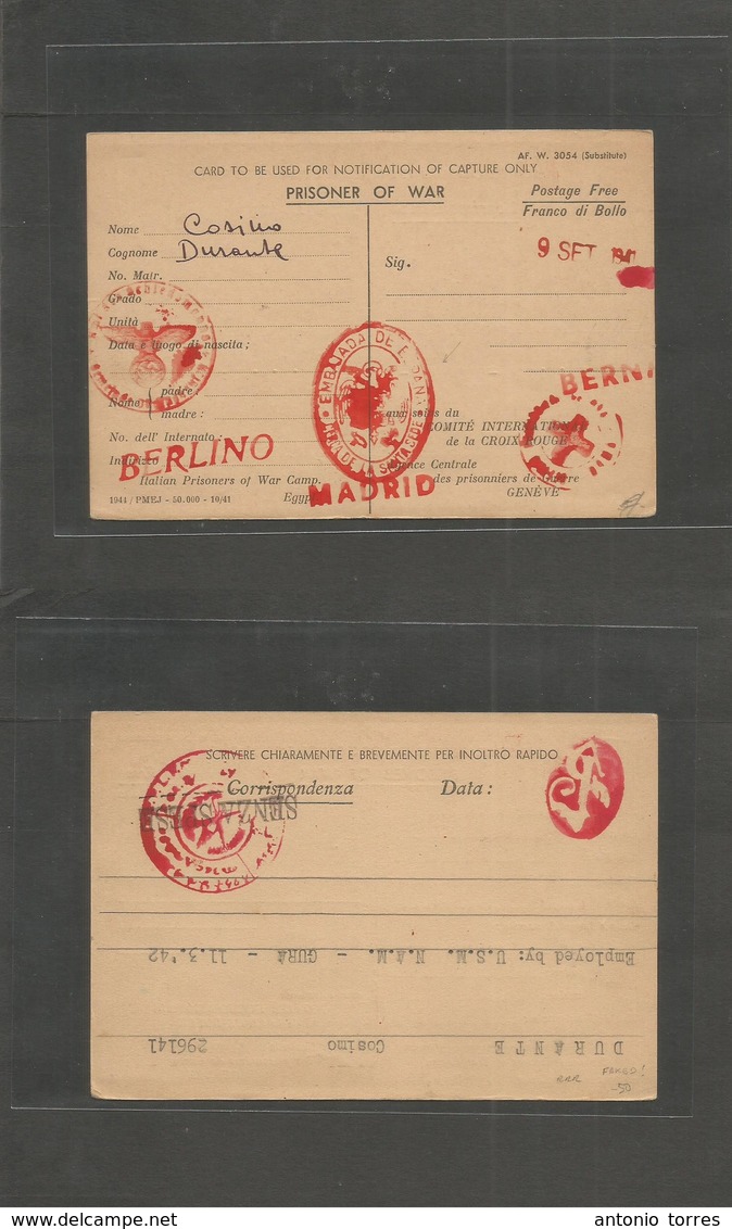 Vatican. C. 1941. WWII A Dangerous Forgery Of Diplomatic German Spanish Consular Red Cross Mail Card. POW / FRESS. Inter - Andere & Zonder Classificatie