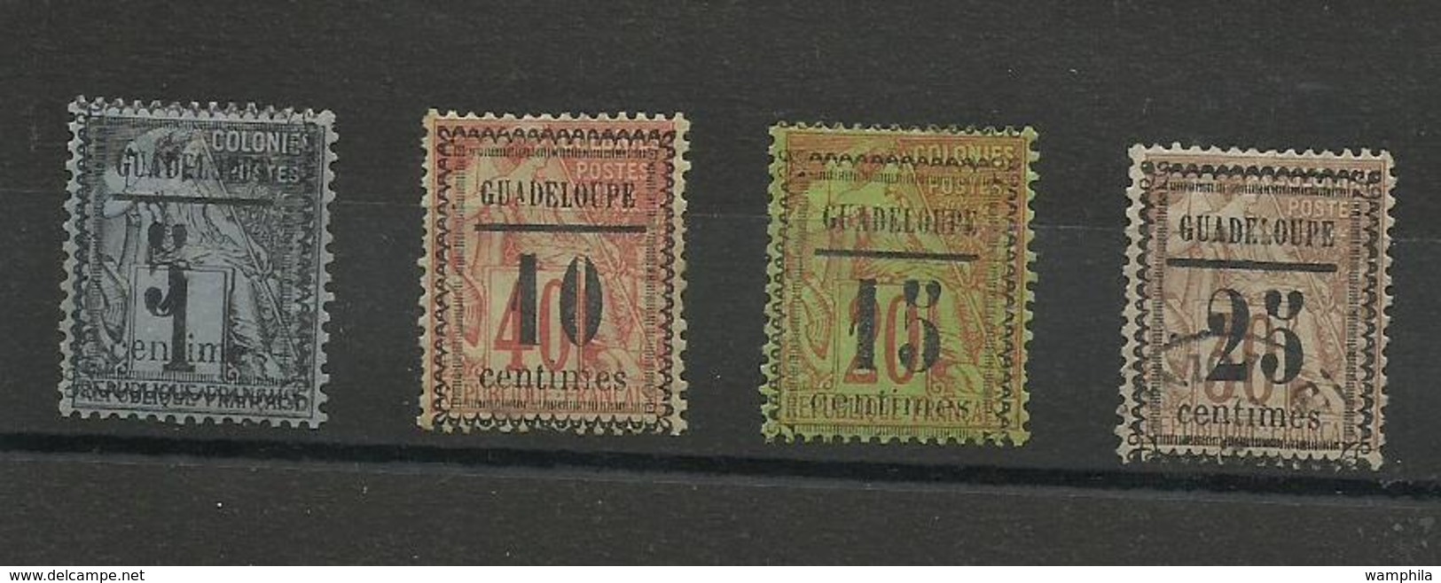 1889 Guadeloupe N° 6 à 8 Neufs*, N° 9 Oblitéré, Cote YT 127€ - Nuevos