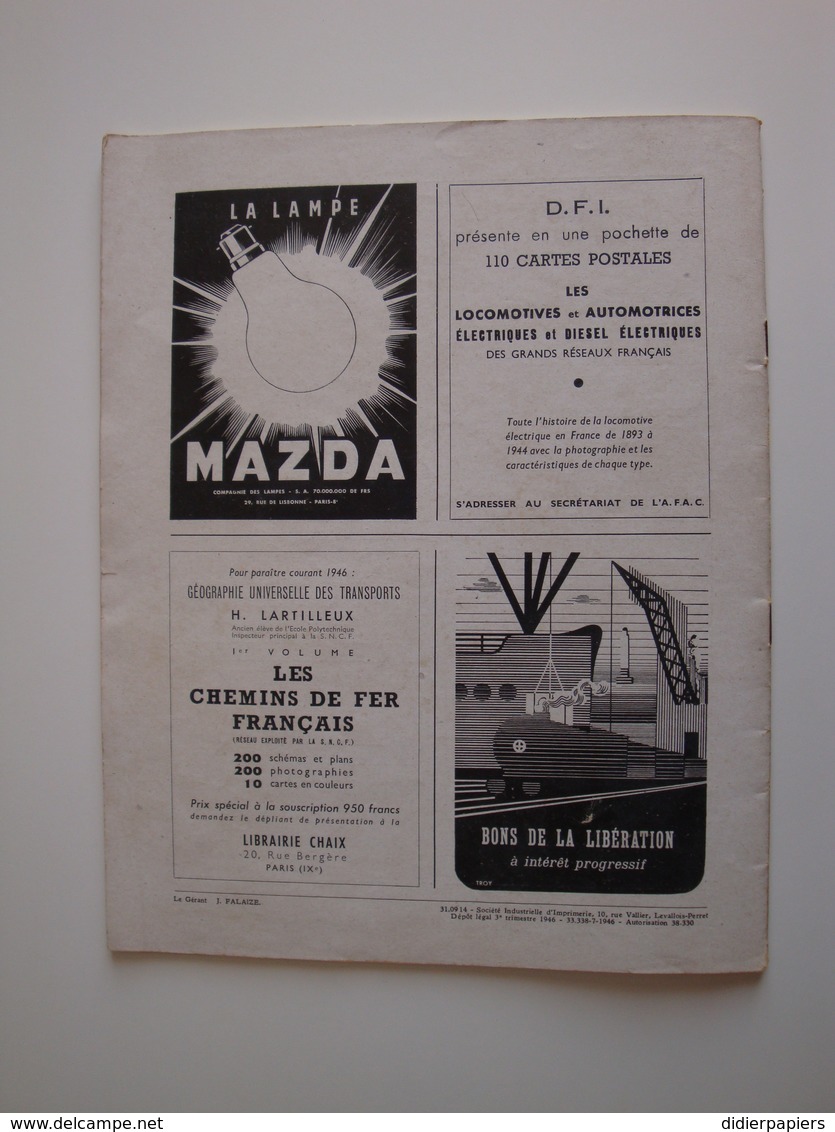 Revue de l'association française des amis des Chemins de Fer,sept-oct.1946 numéro spécial chemin de fer Suisse.