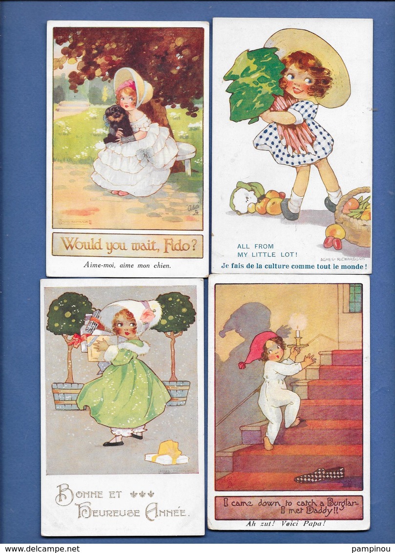 AGNES RICHARDSON. Très Beau Lot De 16 Cpa Illustrées. Petites Filles - Altri & Non Classificati