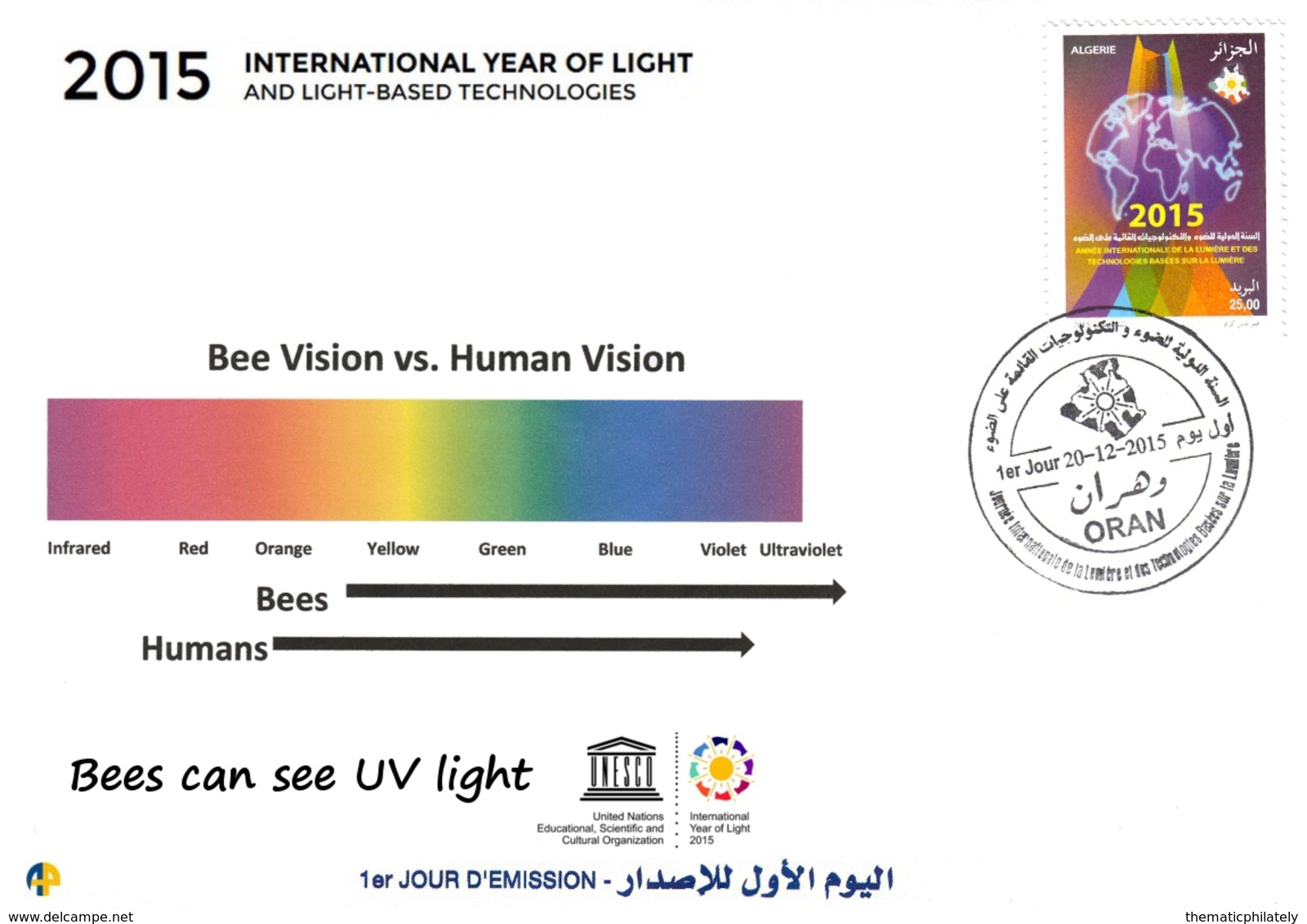 DZ Algeria 1731 2015 International Year Of Light Bees Can See UV Light Abeilles Bienen Abejas Api Bijen пчелы - Physics