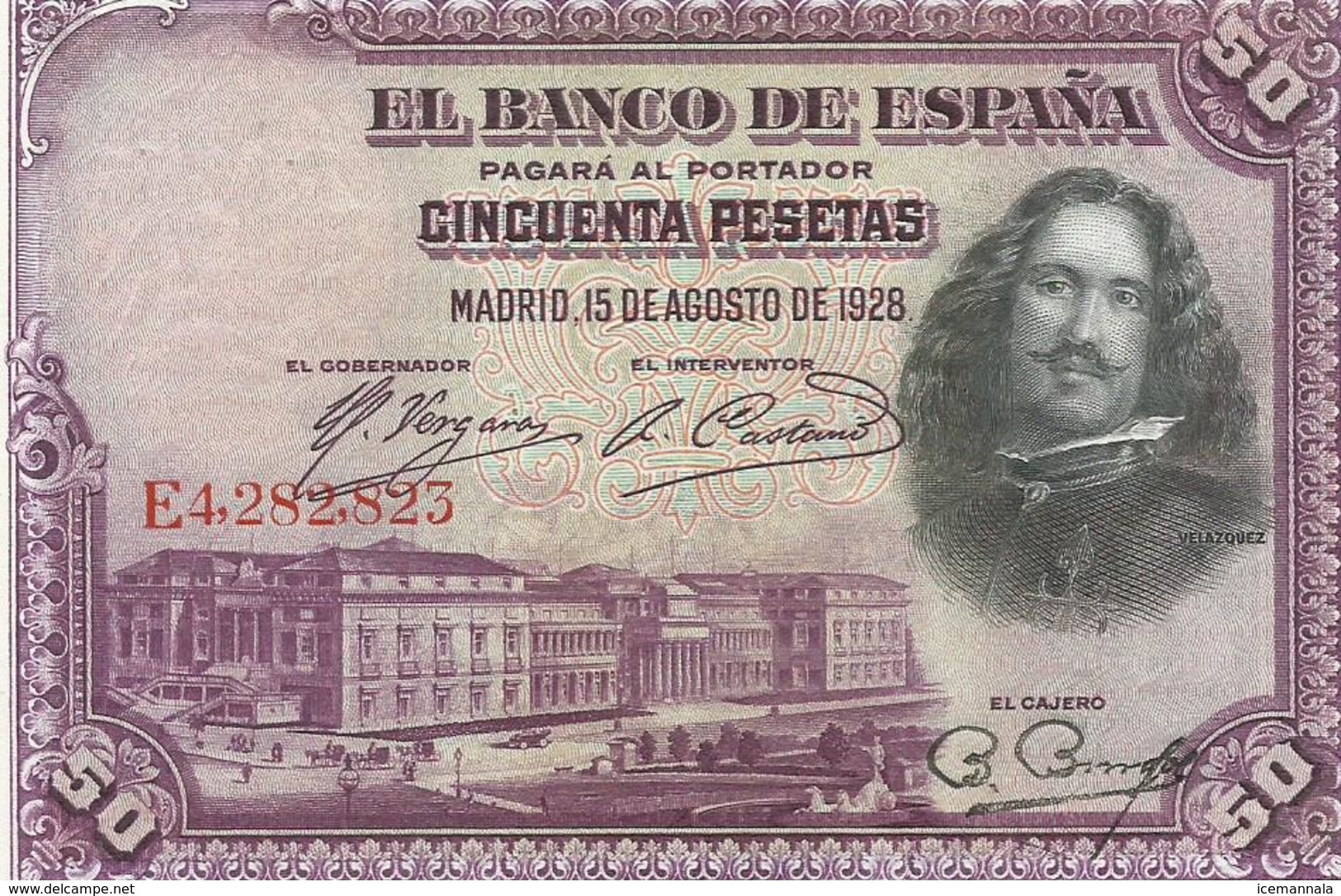 ESPAÑA , BILLETE DE 50 PESETAS 15/8/1928  EBC - 50 Pesetas