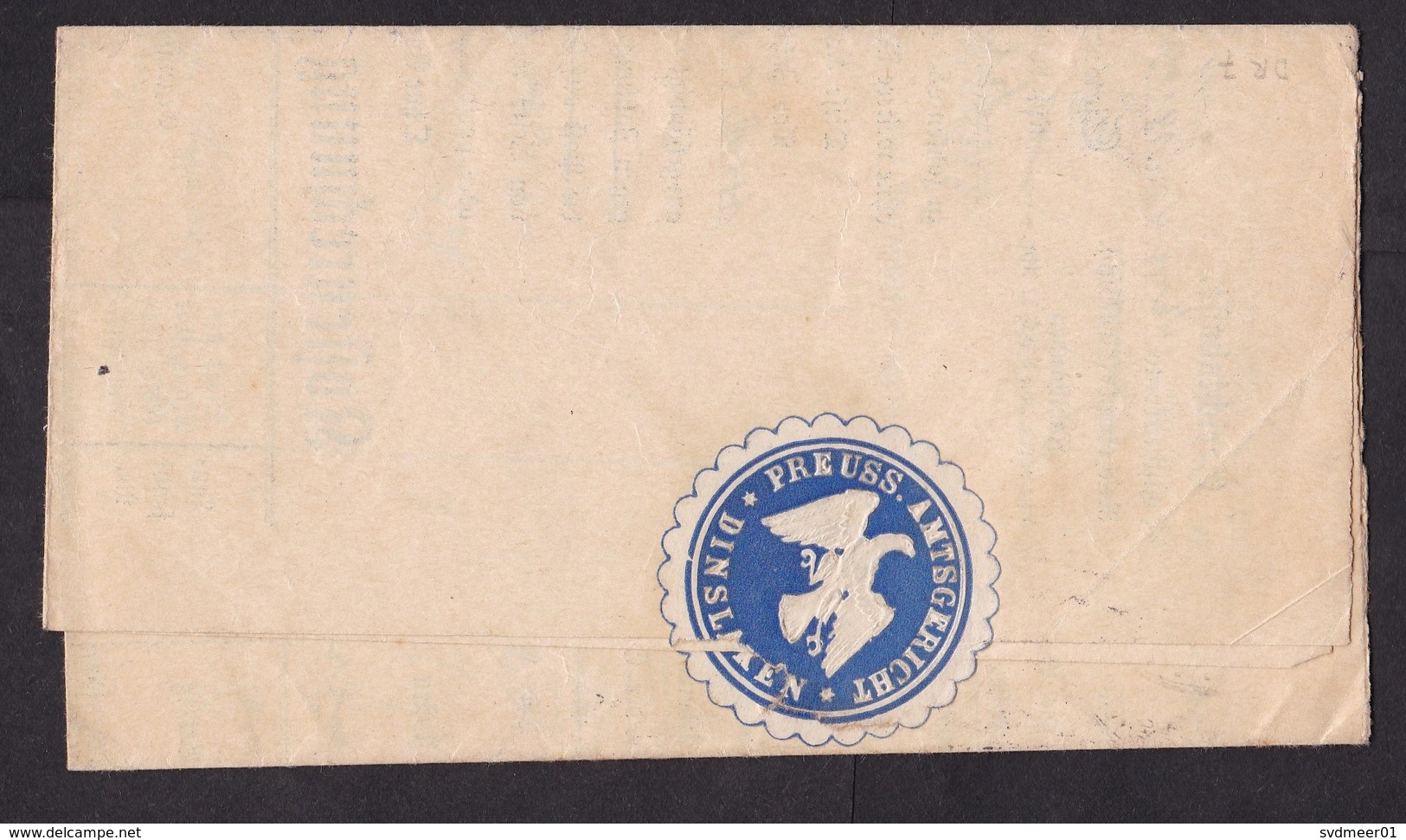 Germany: Official Folded Letter, 1932, 1 Service Stamp, Legal Invoice (paper Seal Court Dinslaken Damaged) - Brieven En Documenten