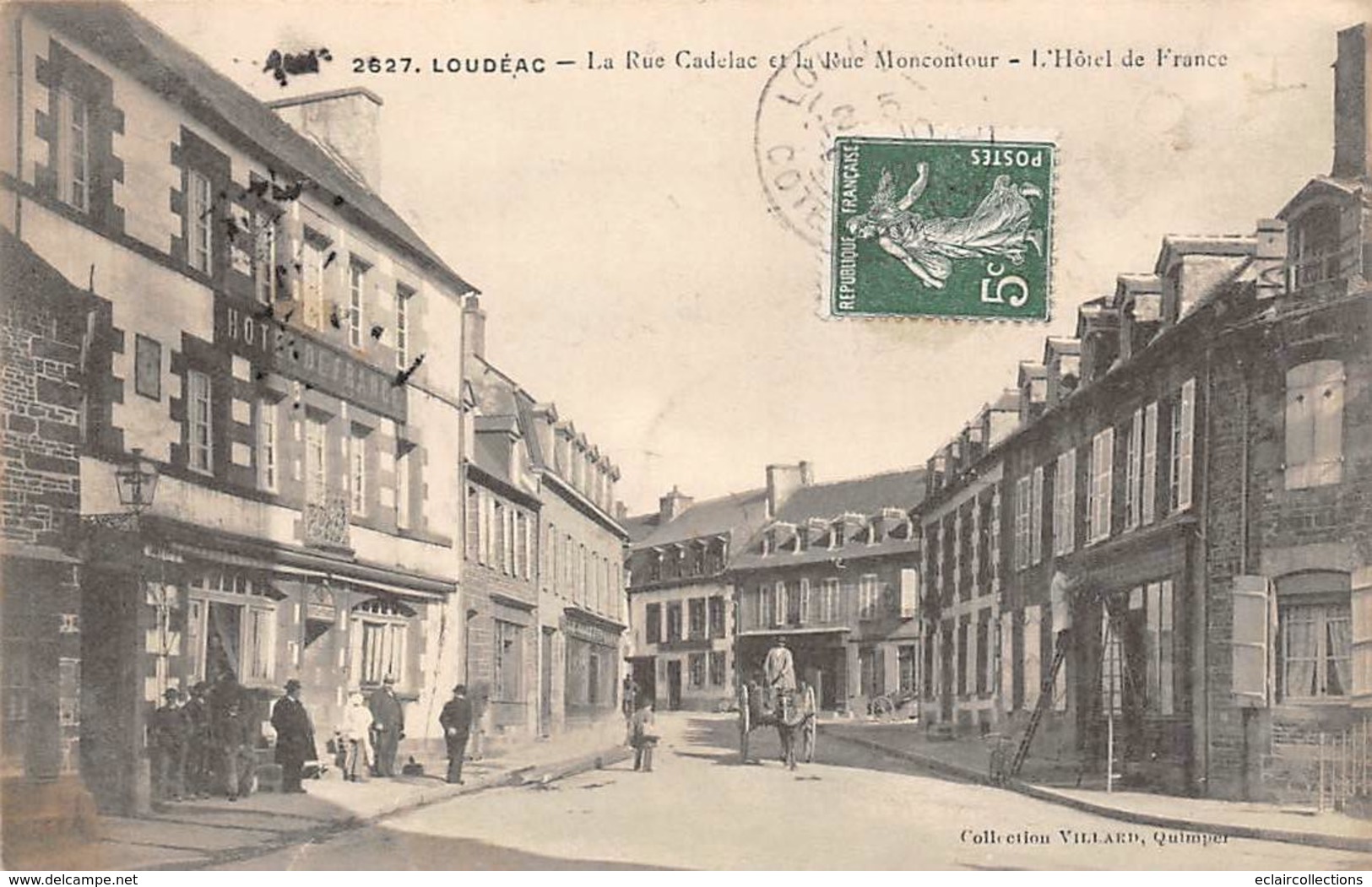 Loudéac         22        La Rue Cadelac . Hôtel De France             (voir Scan) - Loudéac