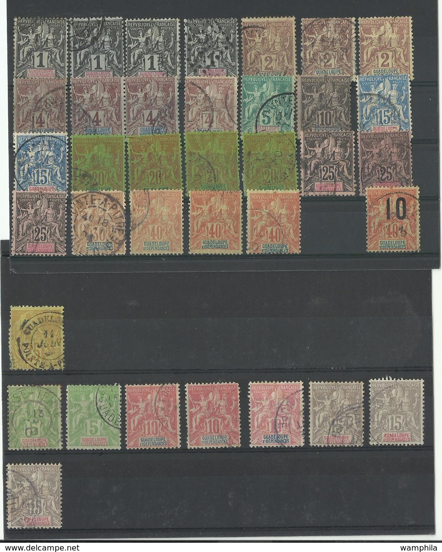 1892 Guadeloupe, Lot De Type Groupe Oblitérés, Cote YT 170€ - Used Stamps