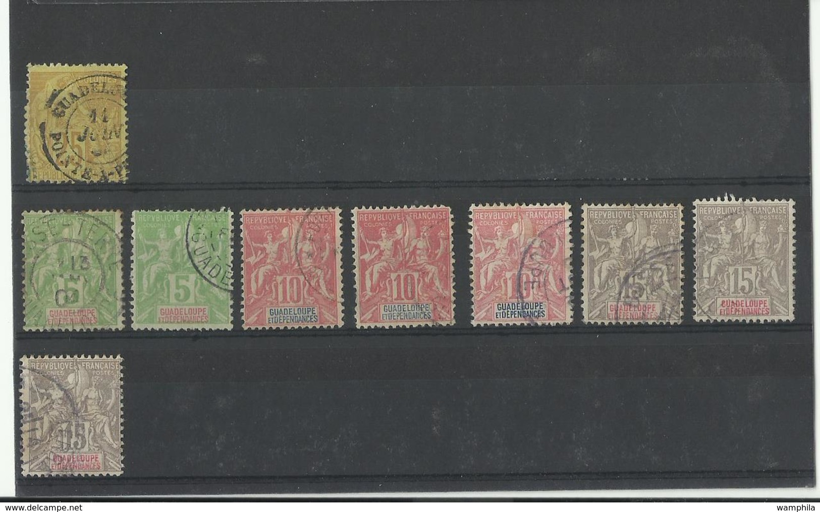 1892 Guadeloupe, Lot De Type Groupe Oblitérés, Cote YT 170€ - Used Stamps