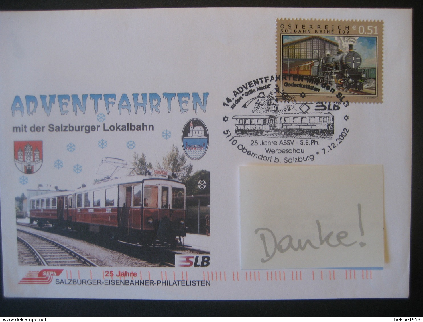 Österreich- 7.12.2002 Oberndorf 14. Adventfahrt Mit Der Salzburger Lokalbahn - Lettres & Documents