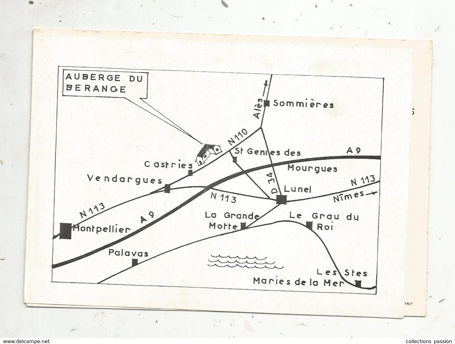 Carte De Visite+ Adjonction D'un Nouveau Plan , Auberge Du BERANGE,34 ,Saint Genies Des Mourgues Par CASTRIES , 3 Scans - Visitenkarten