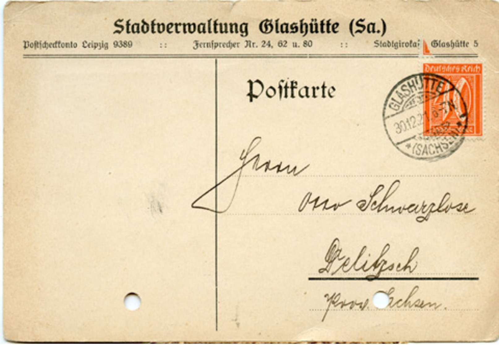 (Lo3438) Karte DR St. Glashütte N. Delitzsch - Other & Unclassified