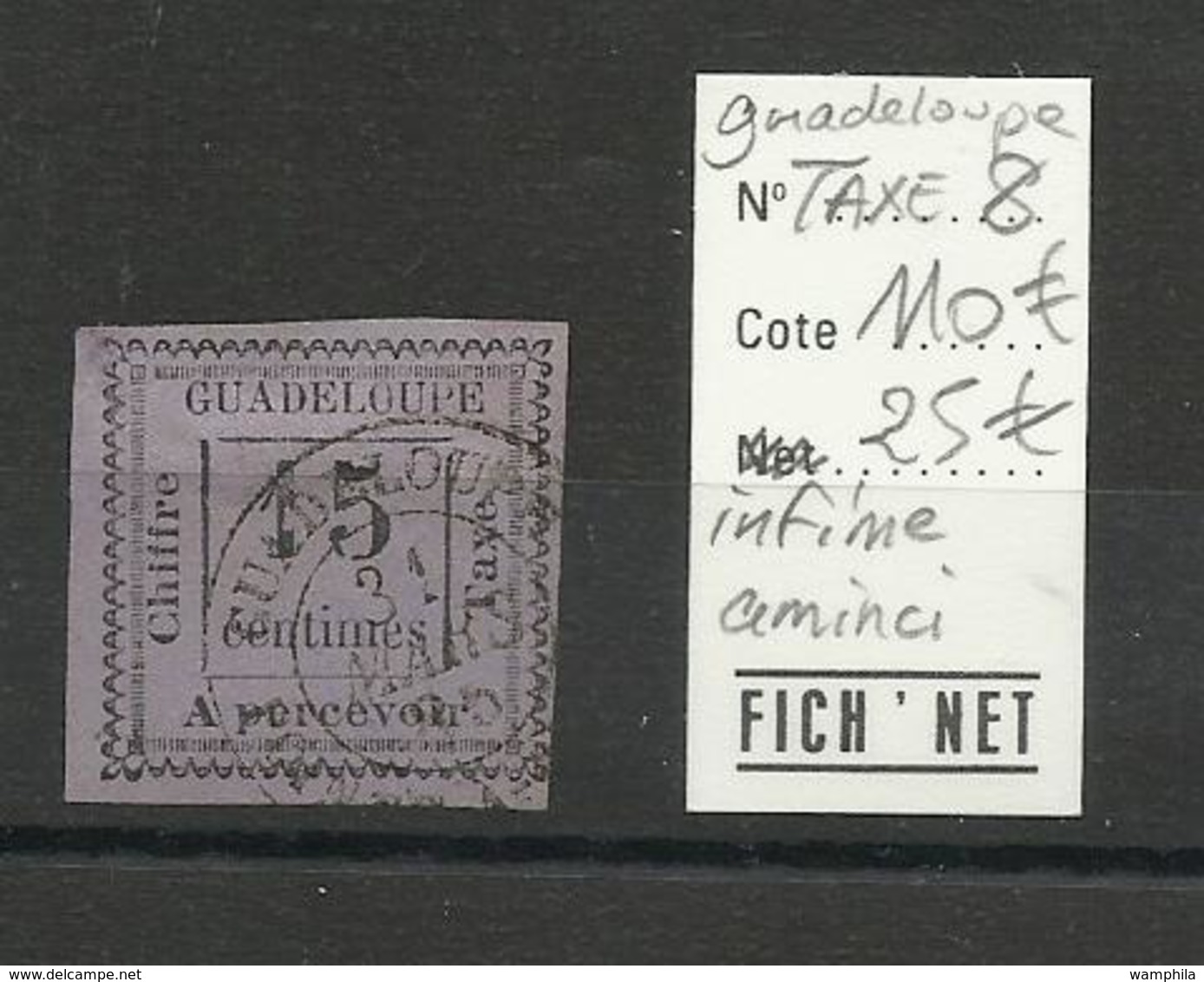 Guadeloupe Taxe N° 8 Oblitéré, Un Petit Aminci,  Cote YT 110€ - Postage Due