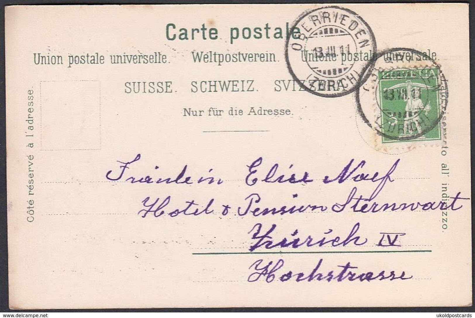 CPA  Suisse, OBERRIEDEN, 1911 - Oberrieden