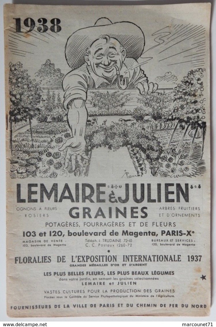 Rare Et Ancien Catalogue Lemaire Et Julien Graines Potagères Fourragères Et De Fleurs 1938 Jardinage Complet Et Relié - Garden