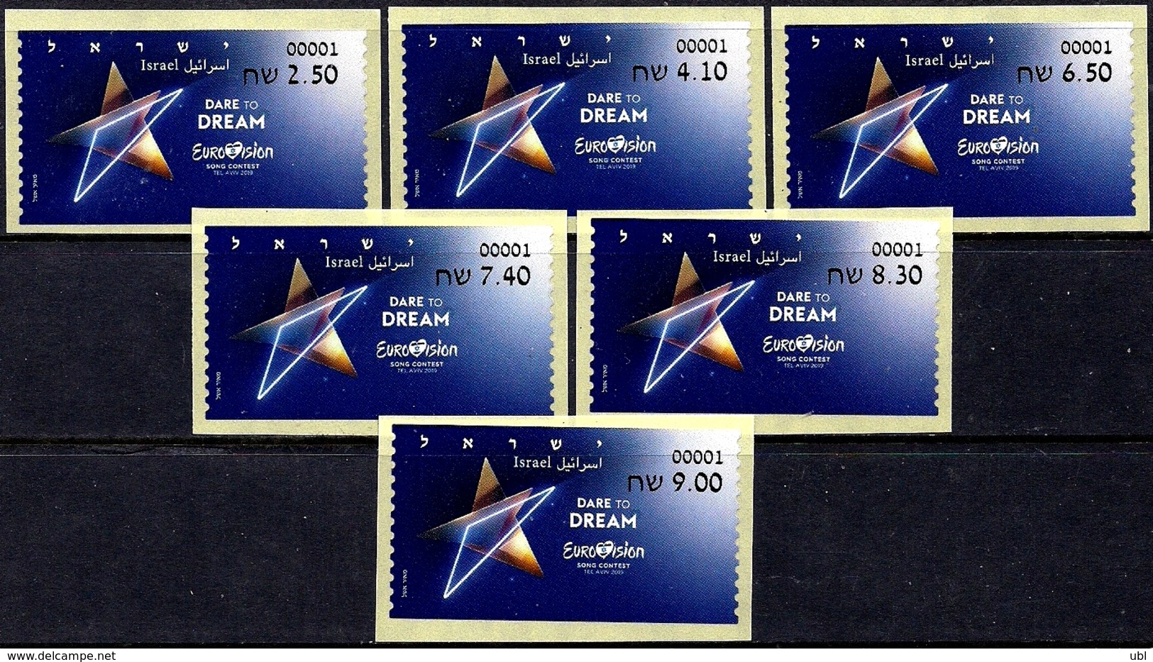 ISRAEL 2019 - "Eurovision 2019" Song Contest In Tel Aviv - Set Of 6 Philatelic Bureau ATM # 001 Labels - MNH - Music