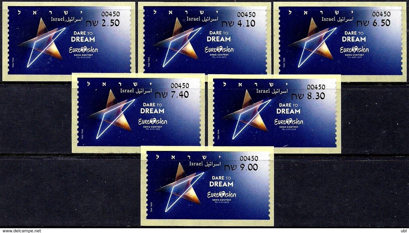 ISRAEL 2019 - "Eurovision 2019" Song Contest In Tel Aviv - Set Of 6 Tel Aviv ATM # 450 Labels - MNH - Music