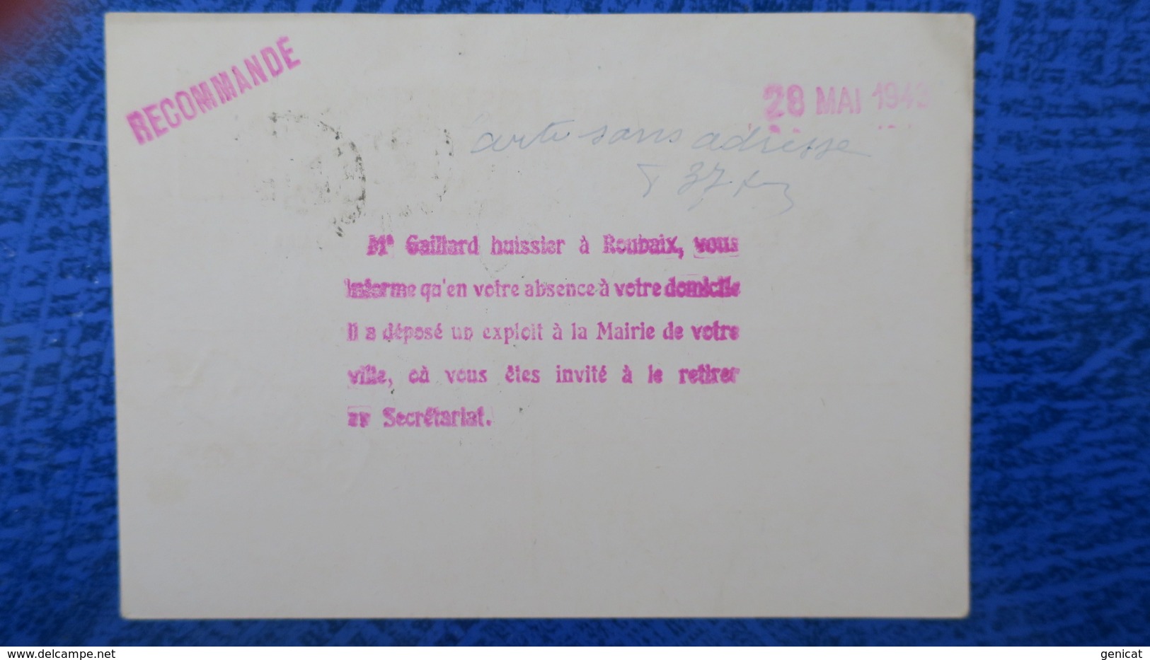 Entier Postal Petain Avec Complement Timbres Pour Recommandé De Roubaix Mai 1943 - Cartes Postales Types Et TSC (avant 1995)