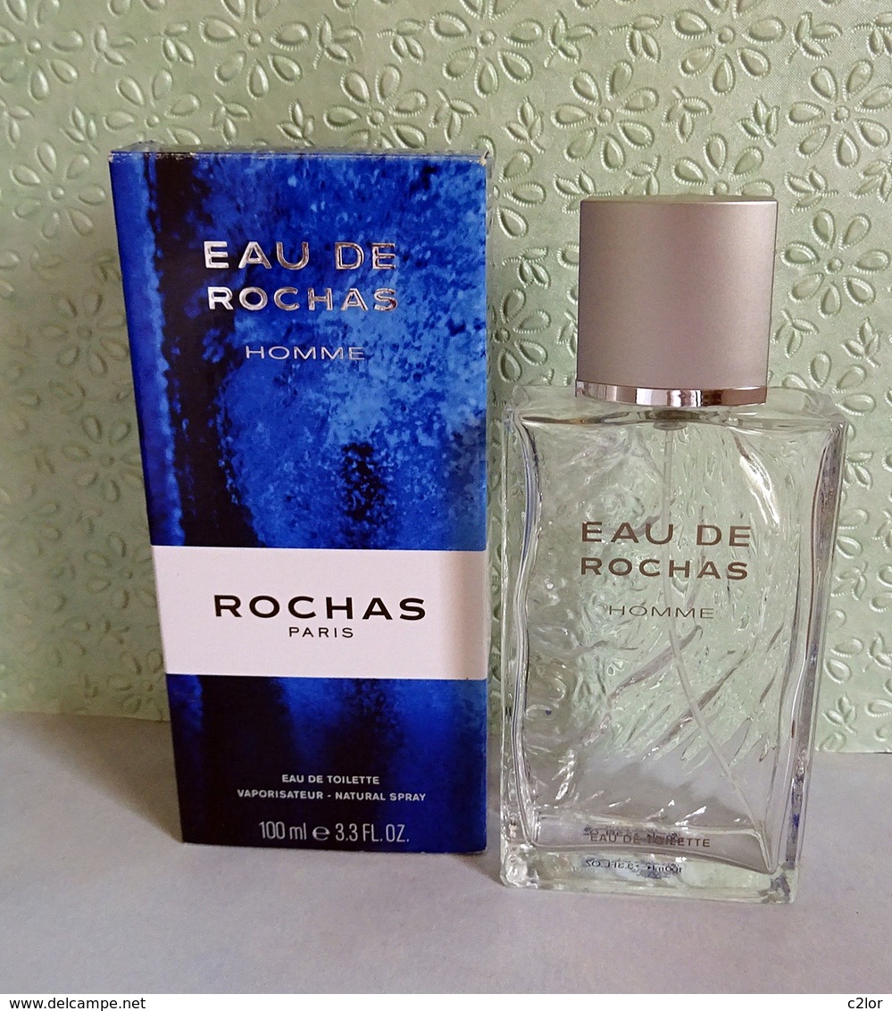 Flacon Vaporisateur   "EAU De ROCHAS HOMME" De ROCHAS  Eau De Toilette 100 Ml VIDE/EMPTY Avec Boîte - Flacons (vides)