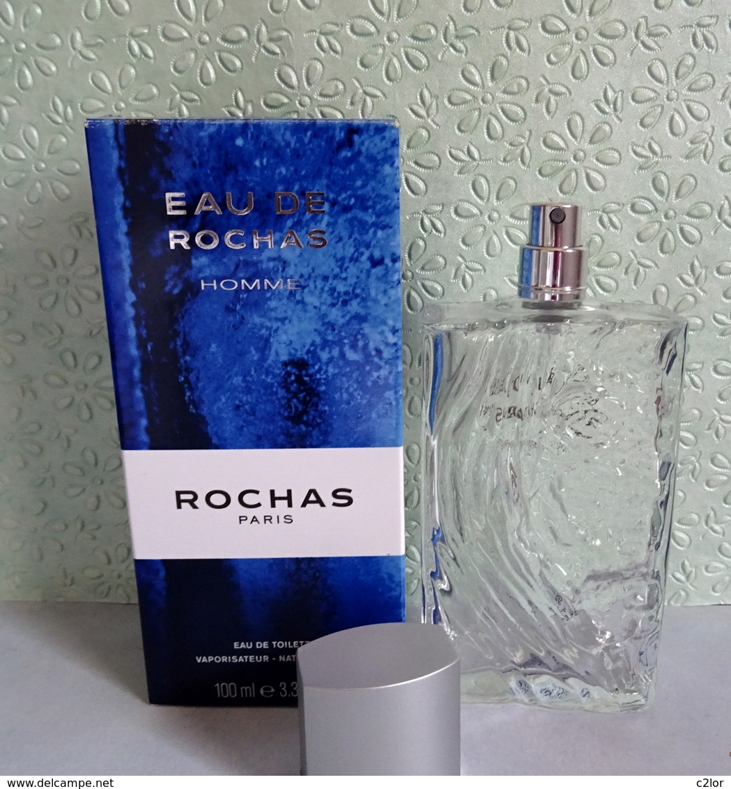 Flacon Vaporisateur   "EAU De ROCHAS HOMME" De ROCHAS  Eau De Toilette 100 Ml VIDE/EMPTY Avec Boîte - Flacons (vides)