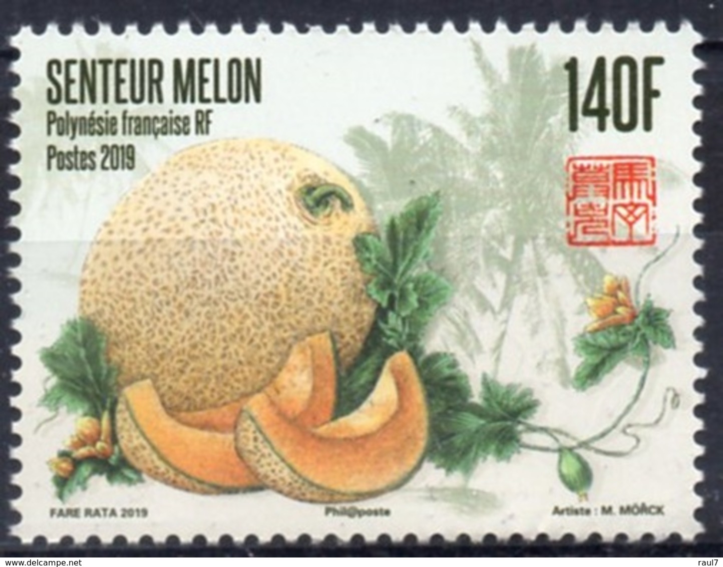 Polynésie Française 2019 - Fruits, Le Melon, Timbre Senteur Au Melon - 1 Val Neufs // Mnh - Nuevos