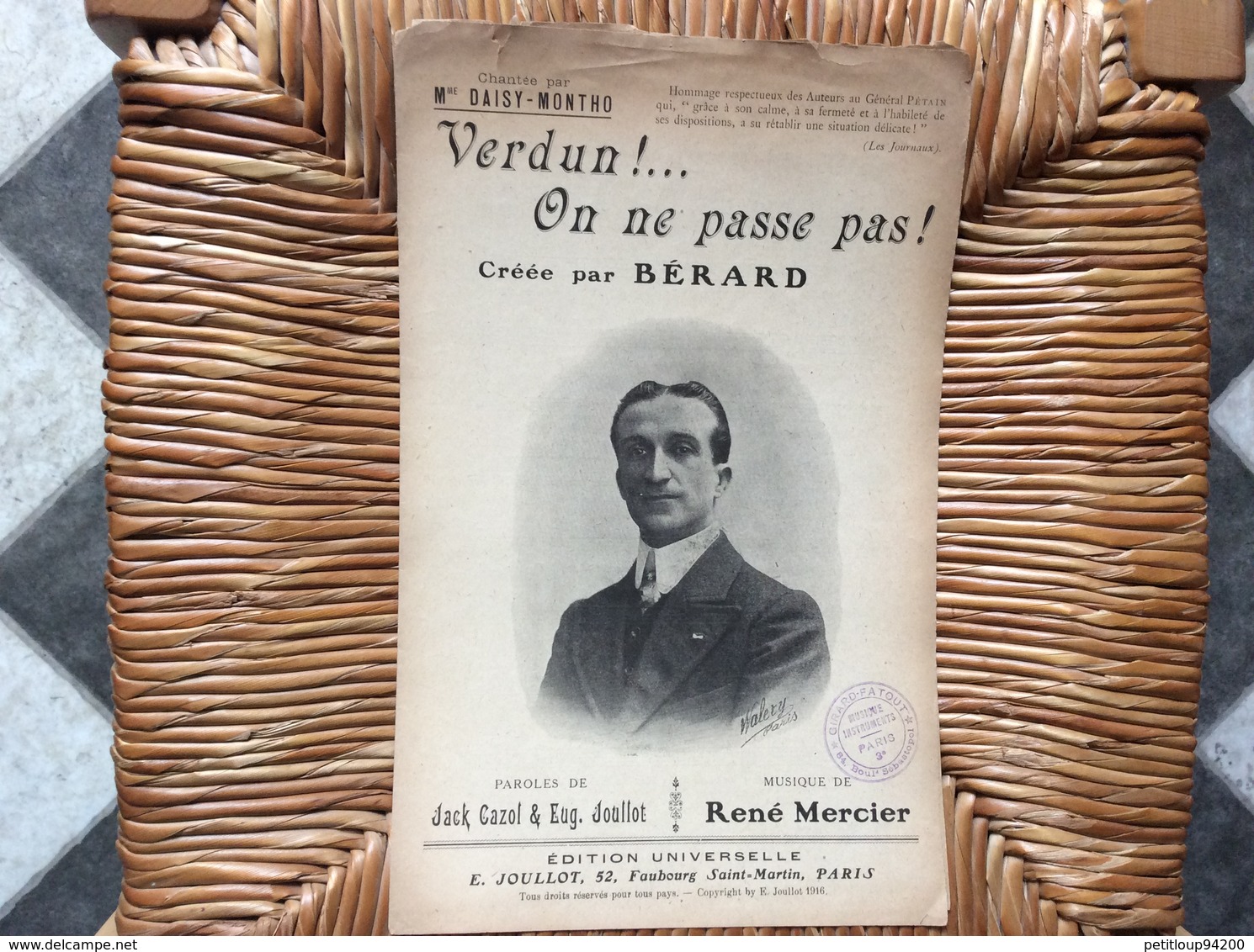 VERDUN!...On Ne Passe Pas! *Berard - Partitions Musicales Anciennes