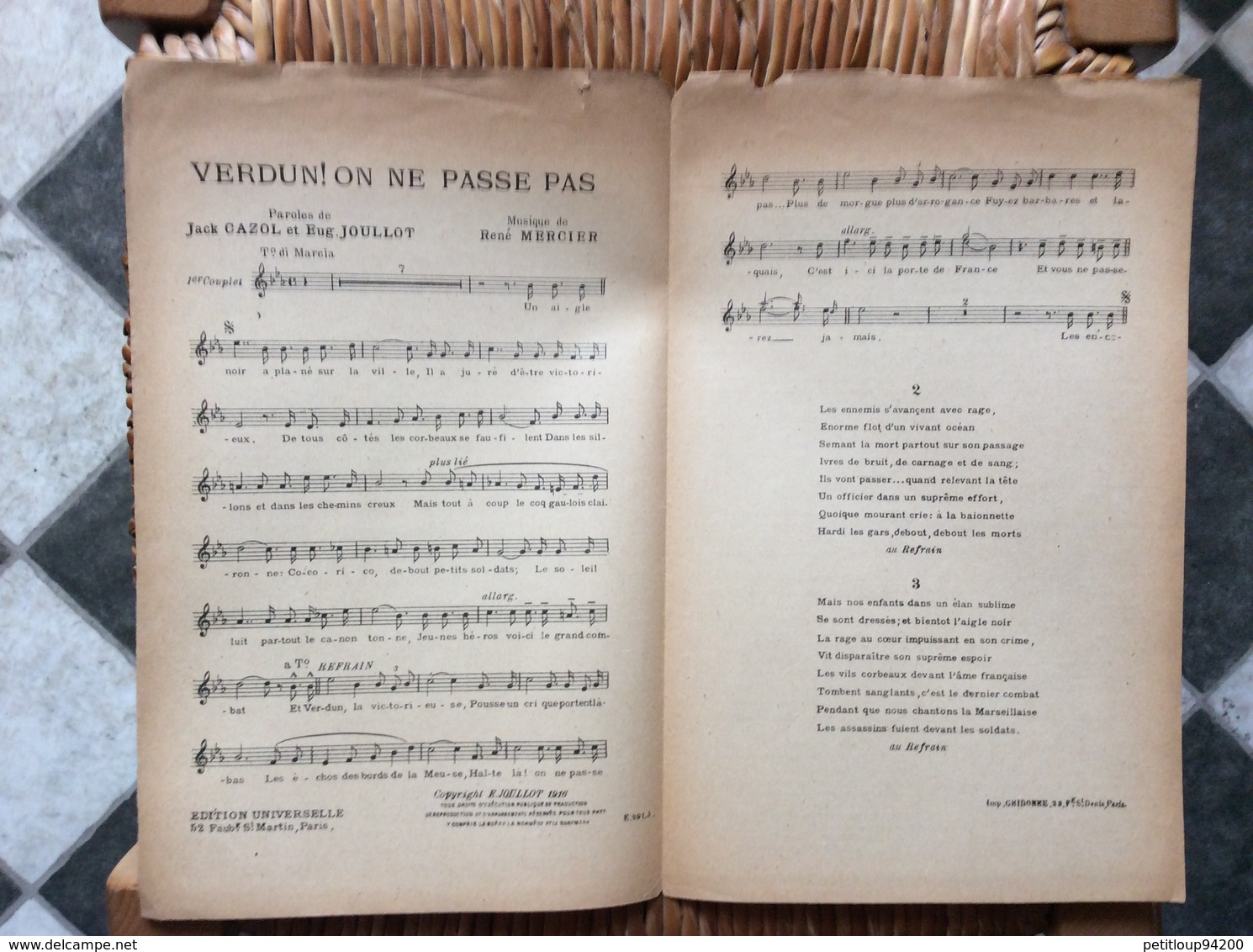 VERDUN!...On Ne Passe Pas! *Berard - Partitions Musicales Anciennes