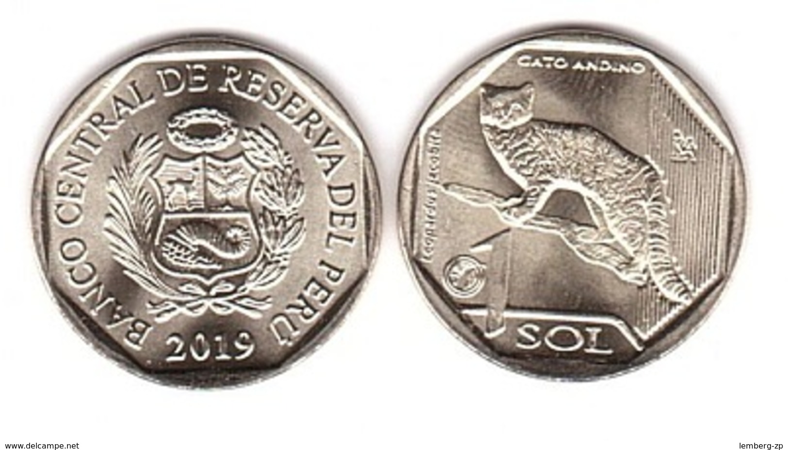 Peru - 1 Sol 2019 UNC Comm. Andean Mountain Cat Lemberg-Zp - Perú