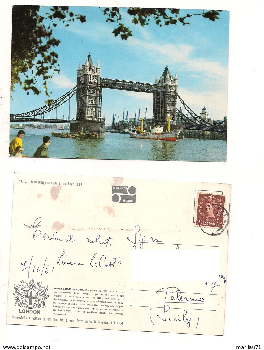 M8984 GRAN BRETAGNA LONDON STAMP 1961 VIAGGIATA - River Thames